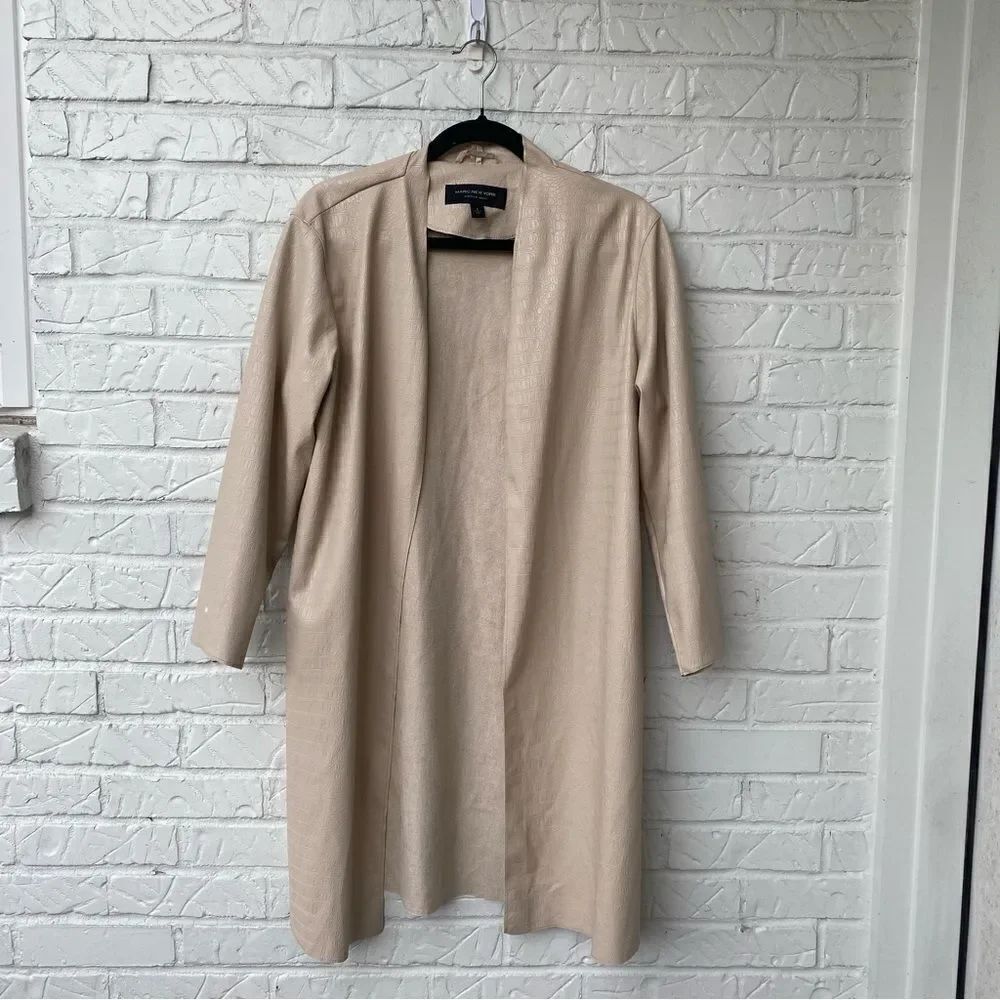 Marc New York Faux Leather Snake Skin Beige Duster Cardigan Jacket size Small